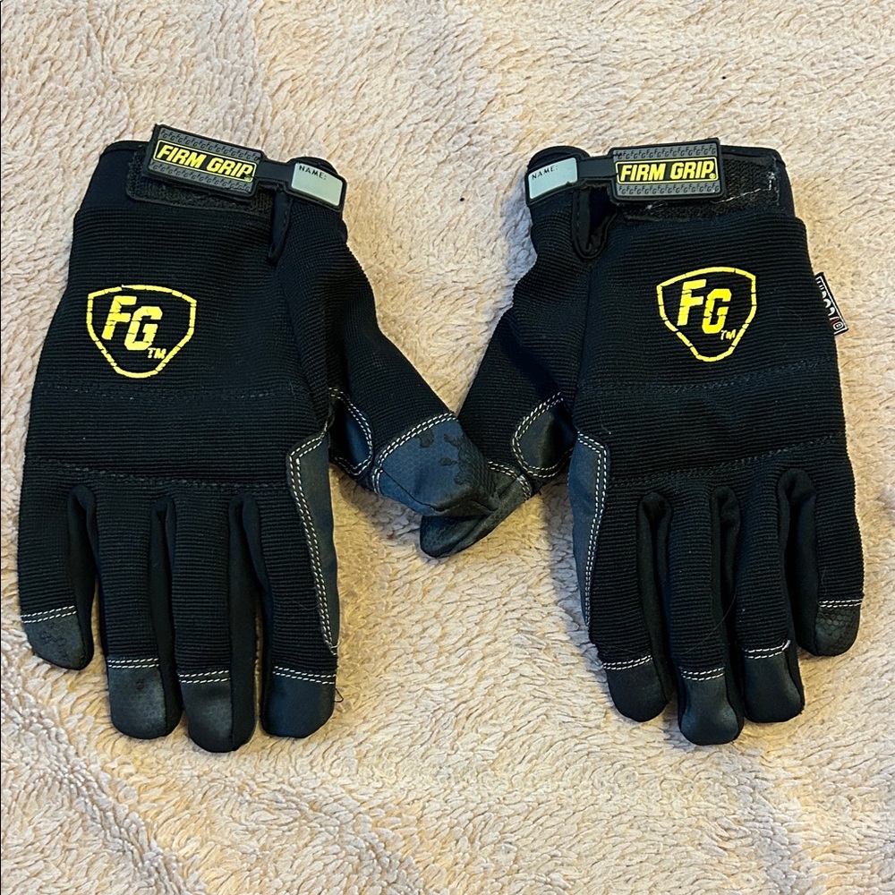 Firm Grip Black Work Gloves, large